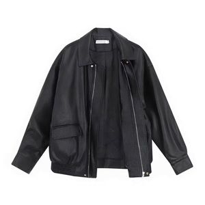 Women’s Oversized Leather Jacket Black